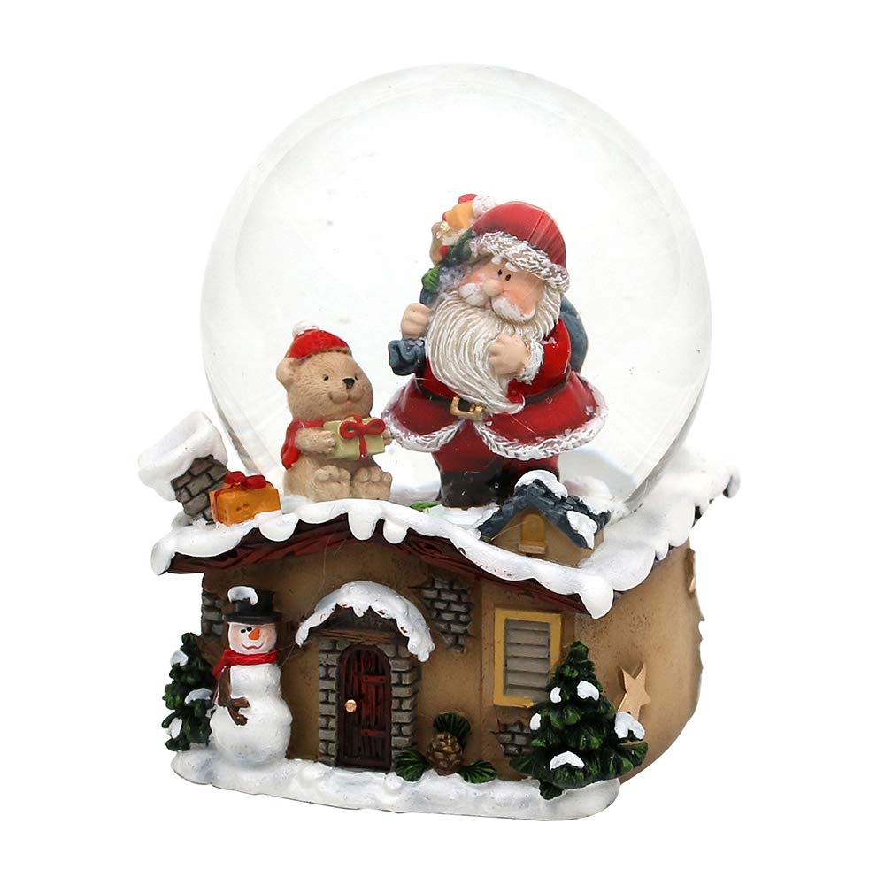 Dekohelden24 501473 Snow Globe with Santa Claus Dimensions L/W/H: 7 x 7 x 9 cm Ball 6.5 cm Teddy