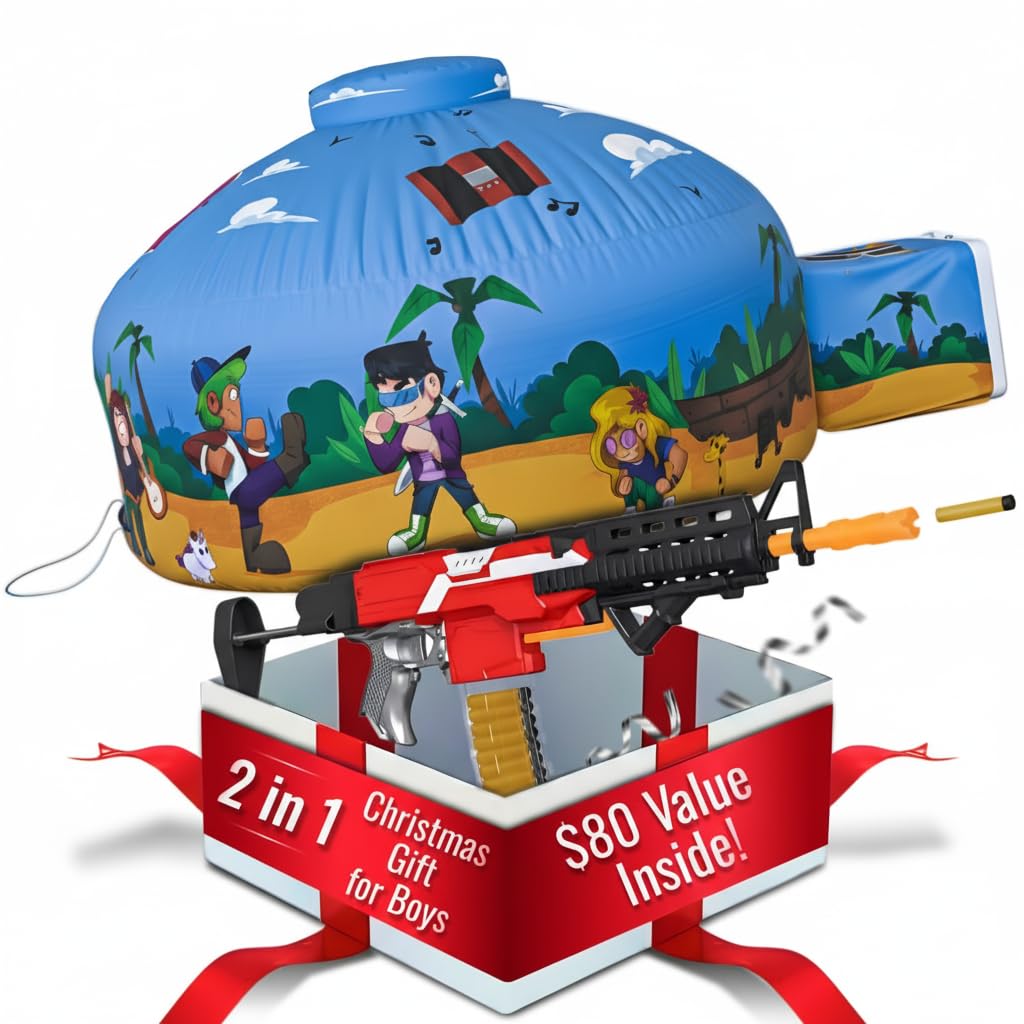 Skywin 2 in 1 Electric Sh00ting Kit with Inflatable Air Tent – Fun for Boys, for Endless Action & Fun, Great for Indoor or Outdoor Play (Fan Not Included) Image