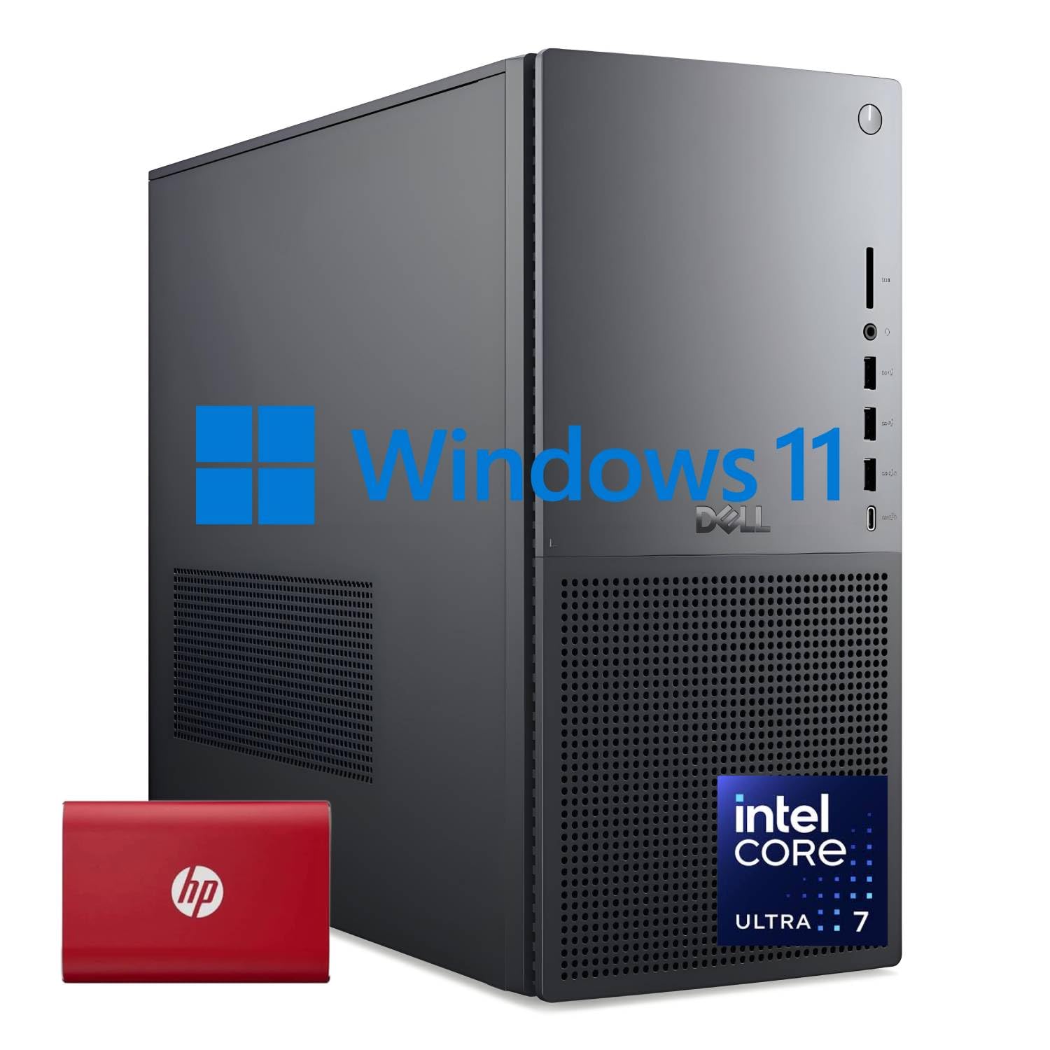 Dell EBT1250 Tower Plus Business Desktop - Intel Ultra 7-265K,(20 Core, 20 Threads), 16GB DDR5 RAM, 1TB PCIe SSD + 2TB HDD & 512GB Portable SSD, 4K Monitor Support, SD-Card Reader, Windows 11