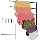 Saddle Pad Rack, Wall Mounted 180 Degree Swing Saddle Blanket Holder, 6 Bar Saddle Blanket Rack, Horse Blanket Storage Rack for Horse Tack Room Organization