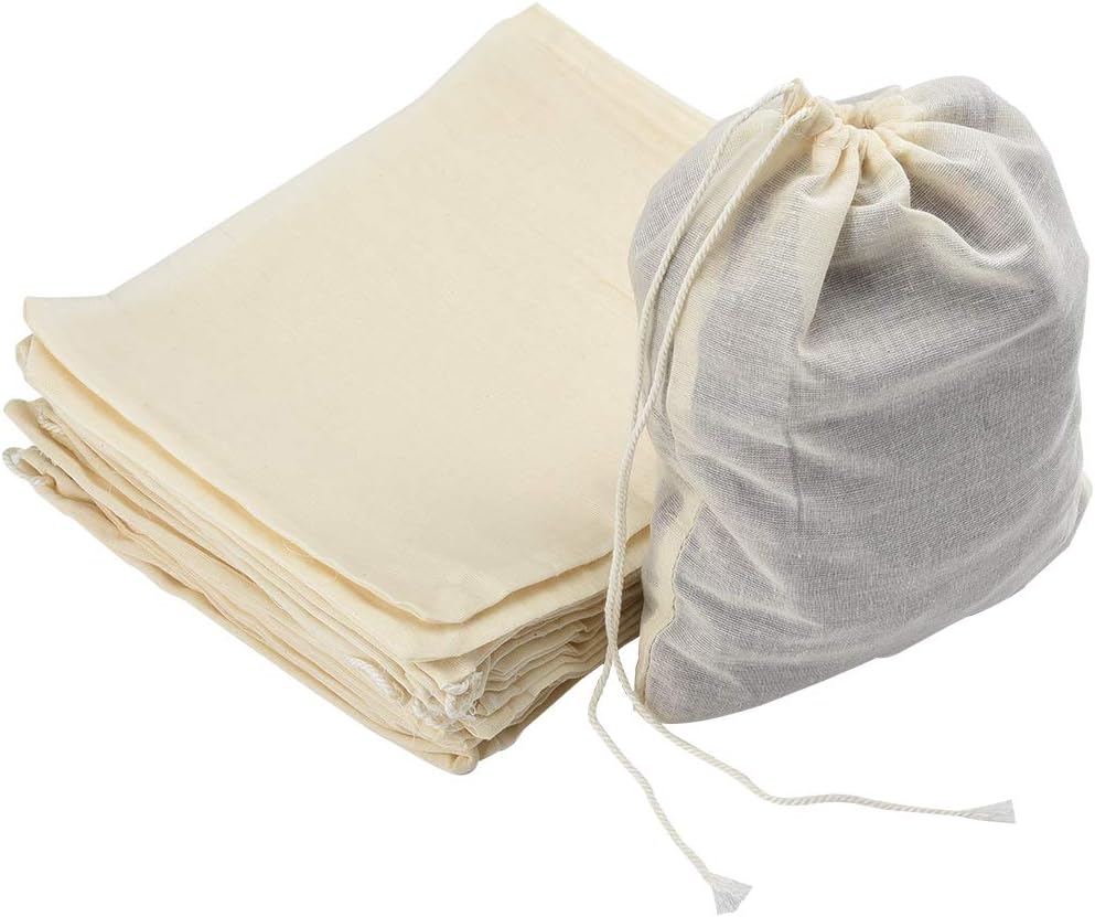 Irich 30 Pack Cotton Muslin Bags, Reusable Mesh Bags with Drawstring, 100% Organic Muslin Bags for Store Spices Crafts