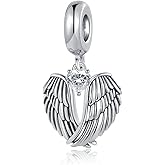 QeenseKc Guardian Angel Wings Charm 12 Heart Birthstone Bead Compatible With Pandora Bracelet Women Present