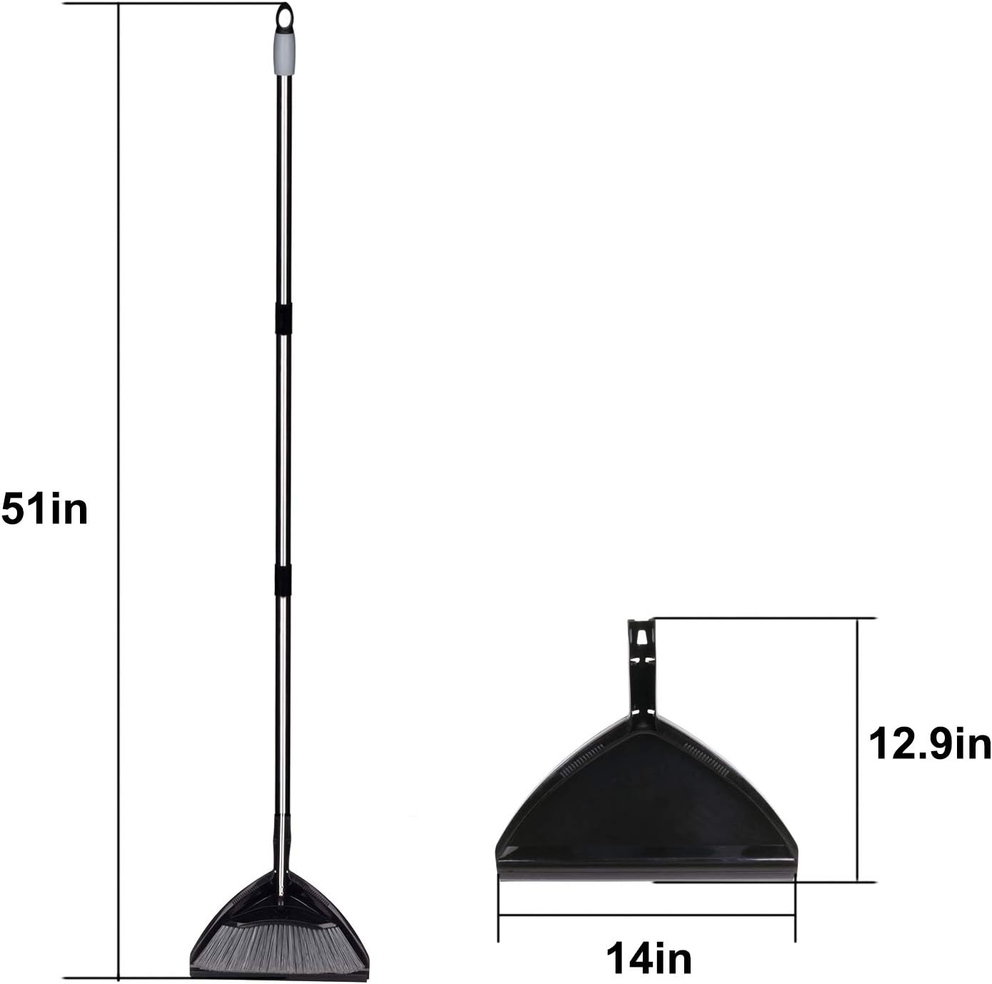 Jiaxin Angle Broom and Dustpan Set, Broom with 43” Long Adjustable Handle, Handy Clip-on Dustpan, Easy Sweeping for Home Kitchen Office Floor, 2 Pack: Home & Kitchen