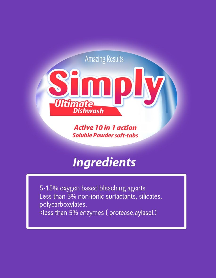 Simply Dishwash - Pack of 100 Washes Dishwash powder pods, 100 count (Pack of 1) - Image 5