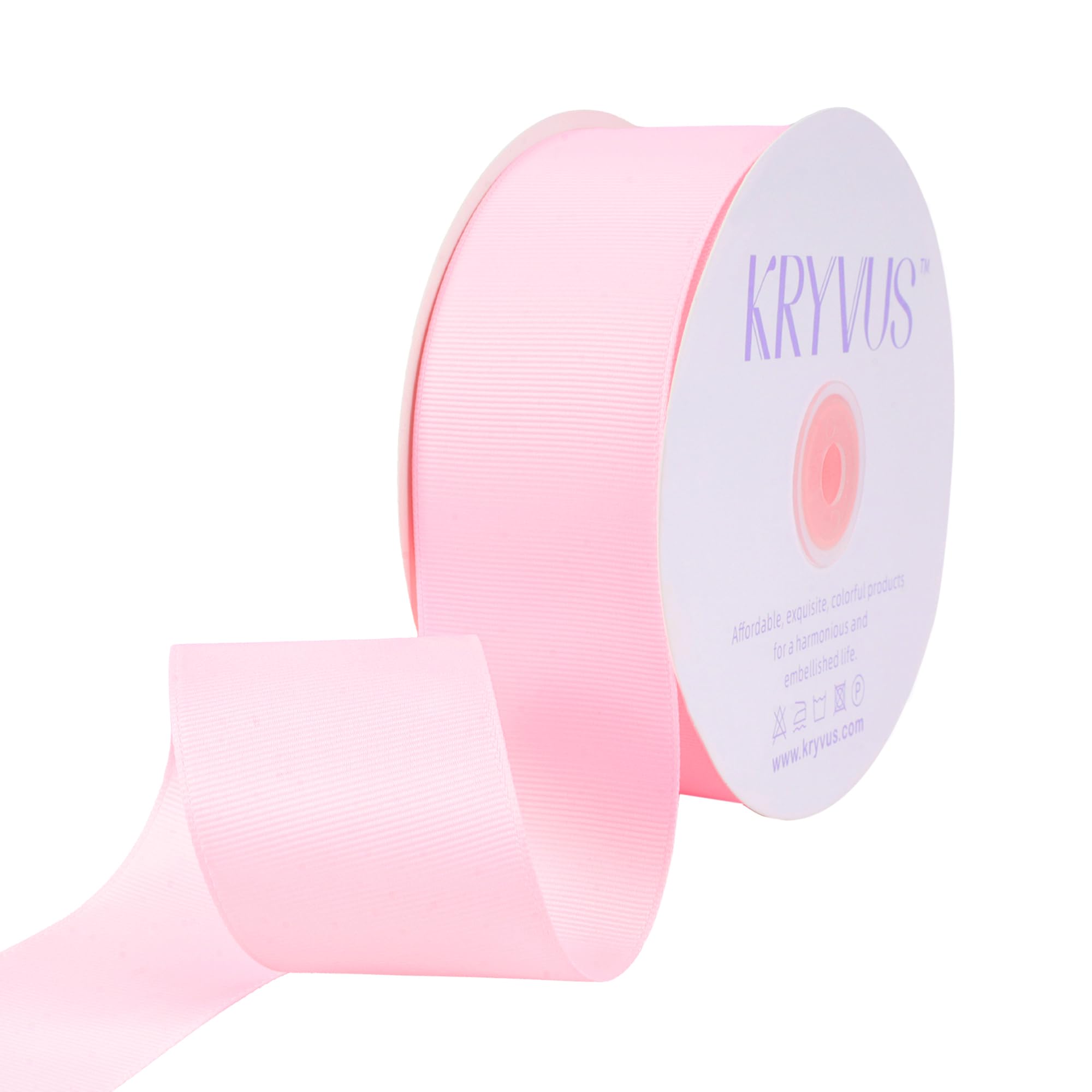 Kryvus Grosgrain Ribbon, Pearl Pink Ribbon 50mm x Continuous 45 Metres, Pearl Pink Grosgrain Ribbons Perfect for Gift Wrapping, Crafts, Sewing, Wedding Decor, DIY Hair Accessories and More