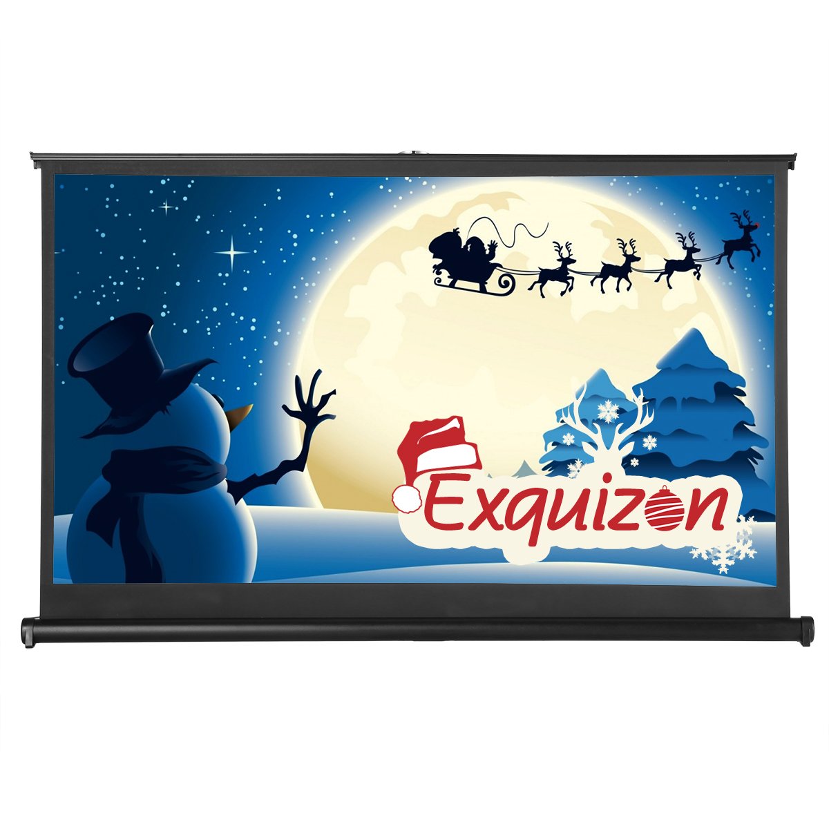 ExquizOn Mini Pantalla de Proyección Retráctil Manual de Mesa para Relación de