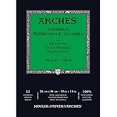 Arches Watercolor Pad 9x12-inch Natural White 100% Cotton Paper - 12 Sheet Arches Watercolor Paper 140 lb Cold Press Pad - Ar