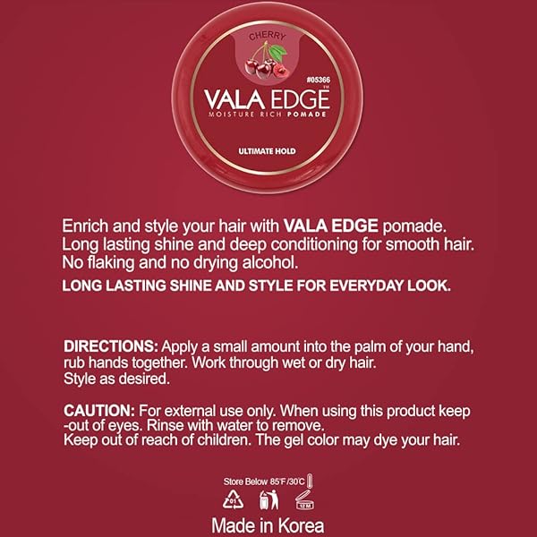 BEAUTY TOWN VALA EDGE CONTROL GEL – ULTIMATE HOLD, HIGH SHINE, BRAIDING POMADE FOR LOCS, BRAIDS, AND EDGES (CHERRY – 3.38 FL OZ)