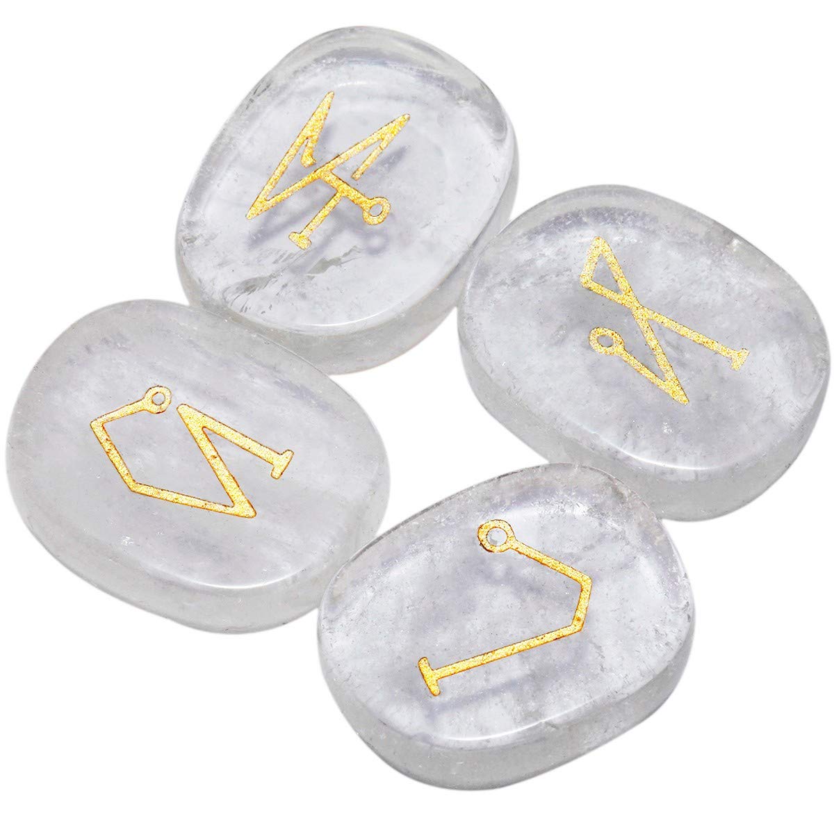 mookaitedecor Clear Quartz/Rock Quartz Reiki Stones, Engraved Angel Symbols Polished Chakra Palm Stone for Crystal Healing Wiccan Gifts