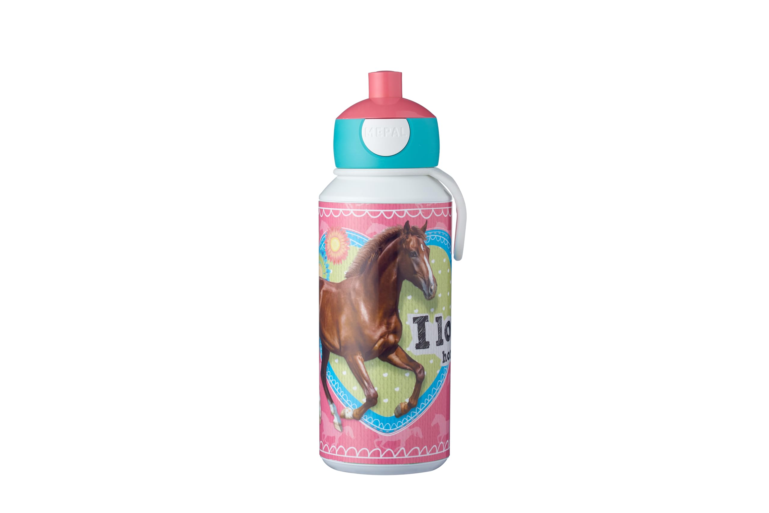 Mepal - Drinking Bottle Pop-Up Campus - Drinking Bottle - Leak Proof Drink Bottle For School - BPA-Free & Dishwasher Safe - 400 ml - My Horse