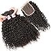 Beauty Forever Malaysian Curly Hair 3 Bundles with Lace Closure Free Part 4x4 Unprocessed Curly Virgin Human Hair Weave Natural Color (14 16 18 +12 Closure)