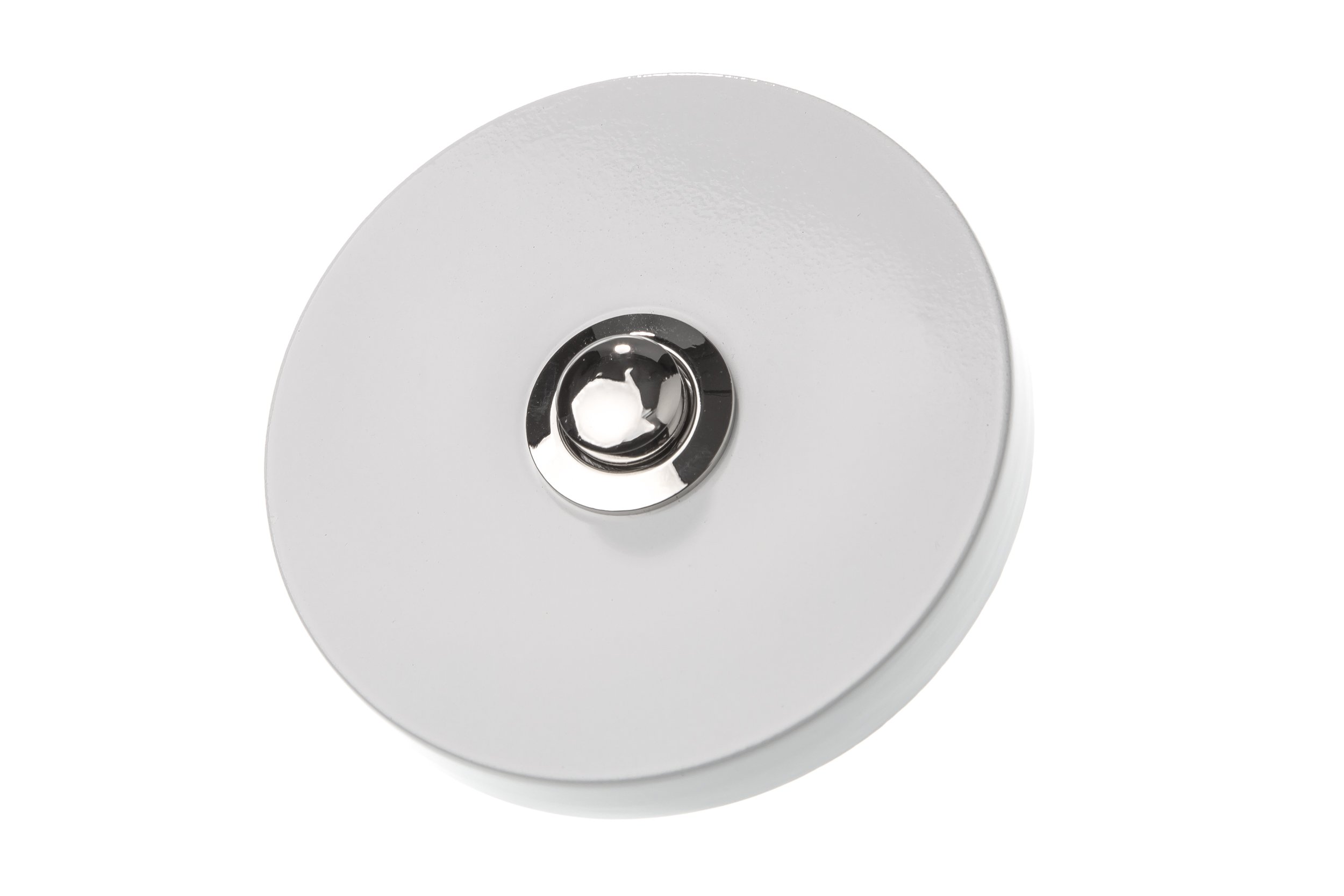 HUBER Surface-Mounted Bell Push Single Round Made of Real Metal - Door Bell Push - Front Doorbell Surface-Mounted Made of Brass - Bell Switch, Bell, Button, White