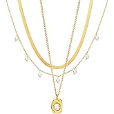 VceTd 3 Piece Necklace Set for Women, Stainless Steel 18K Gold Plated Layering Necklaces, Chunky Bead & Pendant Choker Chain, Stackable Gift for Her
