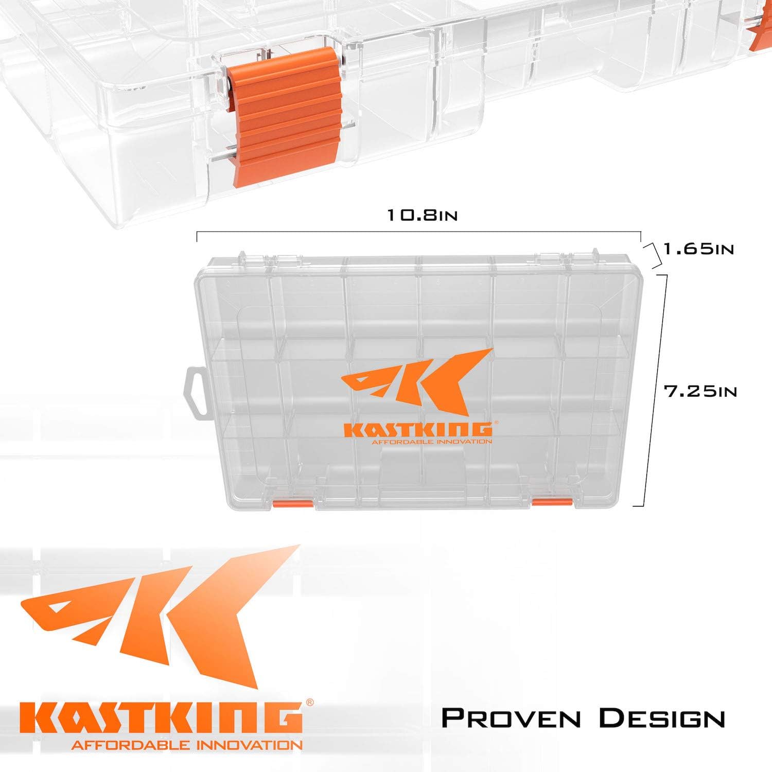 KastKing Tackle Boxes, Plastic Storage Organizer Box with Removable Dividers, 3600 Tackle Trays, Parts Box, 10.8x7.25x1.65 Inches (Pack of 4): Sports & Outdoors