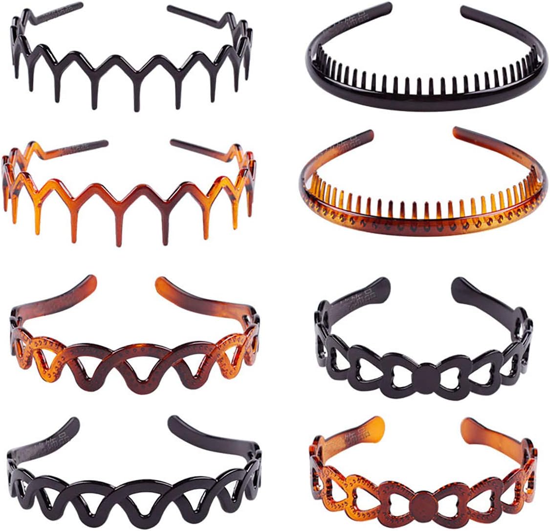 Set of 8 Unisex Hard Plastic Sharks Tooth Headband Hair Comb High-grade Headwear Hairband Hair Hoop (A#)