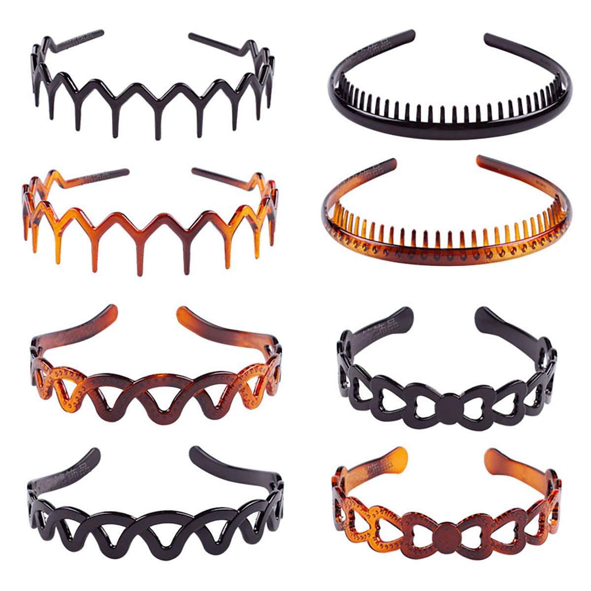 Set of 8 Unisex Hard Plastic Sharks Tooth Headband Hair Comb High-grade Headwear Hairband Hair Hoop (A#)