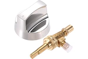 ETERMETA Propane Natural Brass Gas Control Valve 0.047" Orfice with Chromed Steel Control Knob Stem Length 1.4" for Hotel Commercial Kitchen