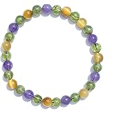 Joyfulmuze Natural Gemstone Beaded Bracelet, Tiger Eye Hematite Black Agate Granite Sandalwood Lava Stone, Handmade Stretch Jewelry, Energy Healing Protection, Men Women Gift, 8mm Beads, Fits 6.5–7"