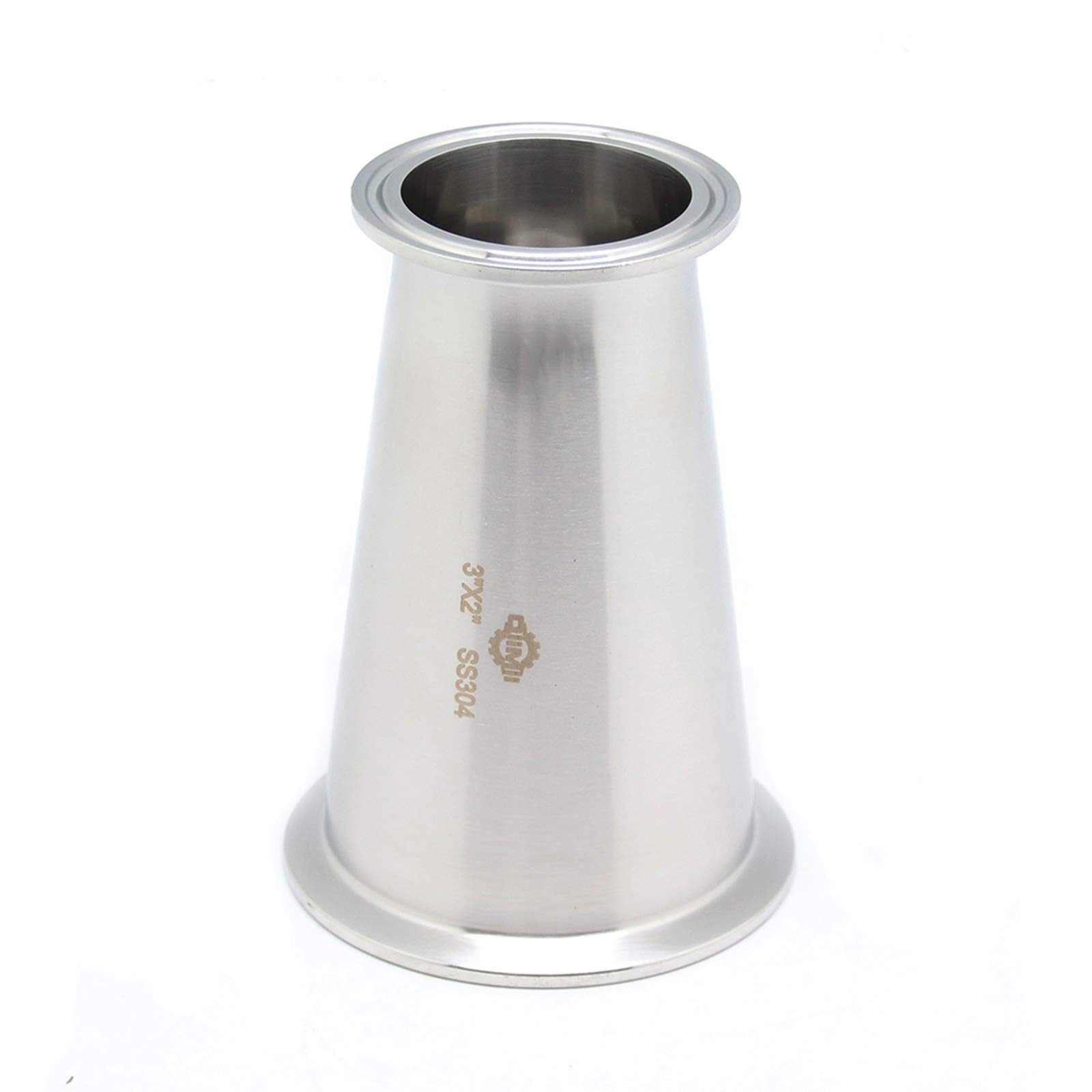 Photo 1 of QiiMii Sanitary Tri clamp Concentric Reducer Tri Clamp Clover fittings Stainless Steel 304 Reducer (Size:3 Inch x 2 Inch)