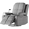 MAMAZING Rocking Chair Nursery with Adjustable Armrests, Electric Glider Recliner Nursing Chair for Breastfeeding, Power Swivel Recliner Chairs with USB Port and Storage, FSC Certified (Haze)
