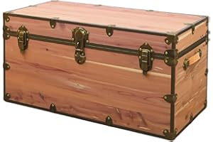 Rhino Trunk & Case Knotty Cedar Chest with Antique Brass Hardware – 36"x18"x18" XXL Storage Box, Coffee Table, End of Bed Trunk or Entryway Storage Bench Furniture – USA-Made, Heirloom Aesthetic