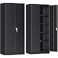 INTERGREAT Metal Storage Cabinet,72" Steel Lockable File Cabinet with Locking Doors and Adjustable Shelves,Locking Tool Cabinets for Office,Home,Garage,Gym,School (Black)