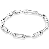 Miabella Solid 925 Sterling Silver Italian 5mm Paperclip Link Chain Bracelet for Women Men, Made in Italy