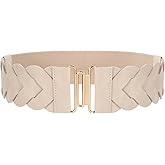 JASGOOD Women's Wide Elastic Belt Vintage Stretchy Belt for Dresses Braided Waist Belt