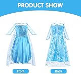 Vicloon Elsa Princess Costume 3pc Dress Crown Wand Blue 6-7 Years view 3