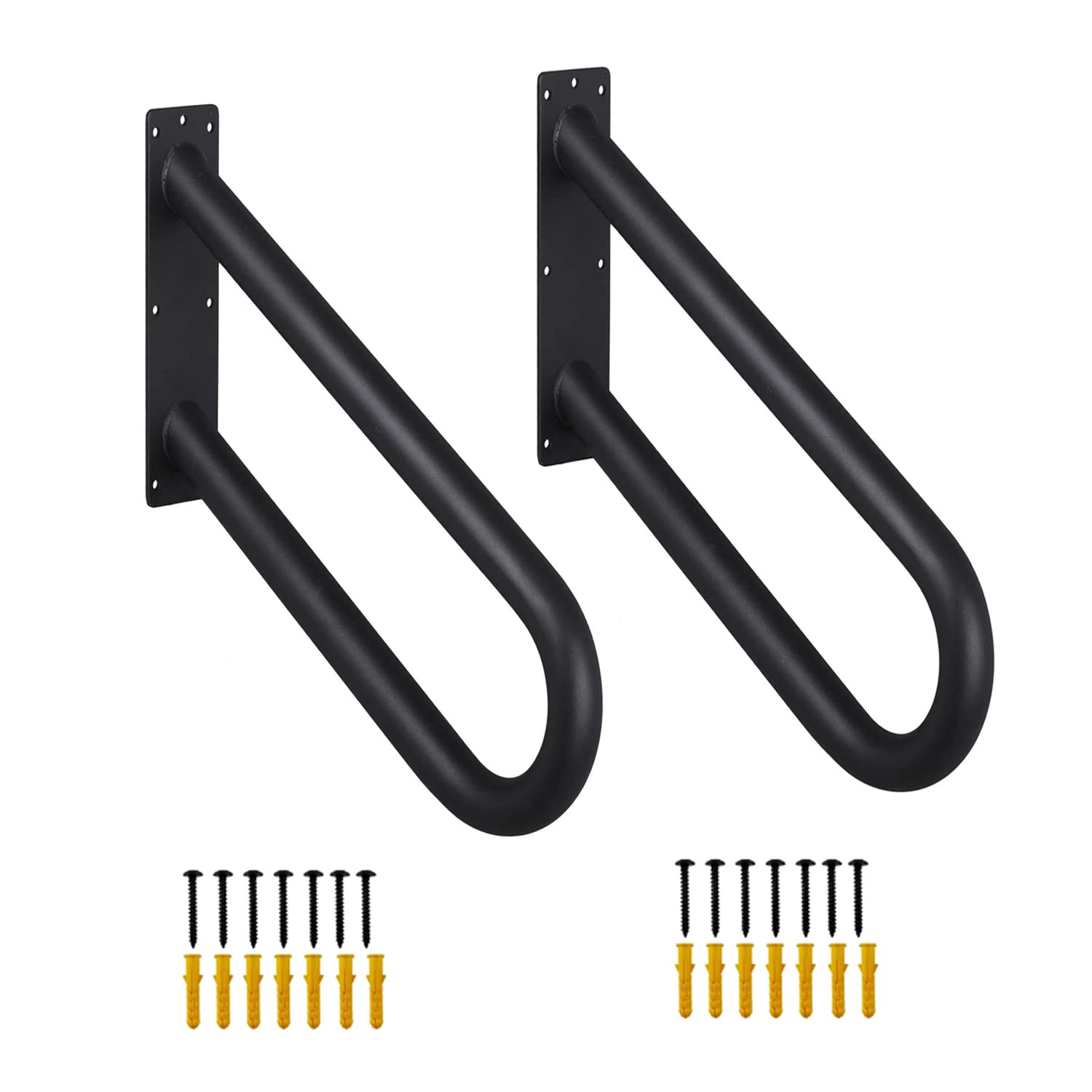 VANROUG 2 Pack Handrails for Outdoor Steps Wall Mounted Step Handrails Heavy-Duty U-Shape Indoor Outdoor Hand Railings for 1-3 Step Stair Handrails, Black, (YYE-UXingFS)