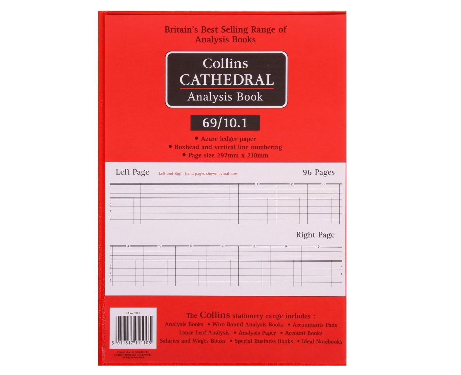 Cathedral - Accts Book 10 Cash Columns - Red - 69/10.1