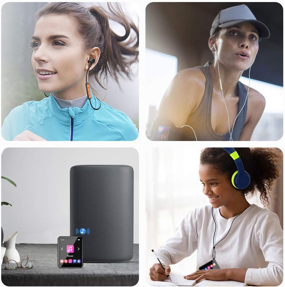 MP3 Player Bluetooth 5.0 Touch Screen Music Player 16GB Portable mp3 Player with Speakers high Fidelity Lossless Sound Quality mp3 FM Radio Recording e-Book 1.8 inch Screen MP3 Player Support (128GB): Electronics