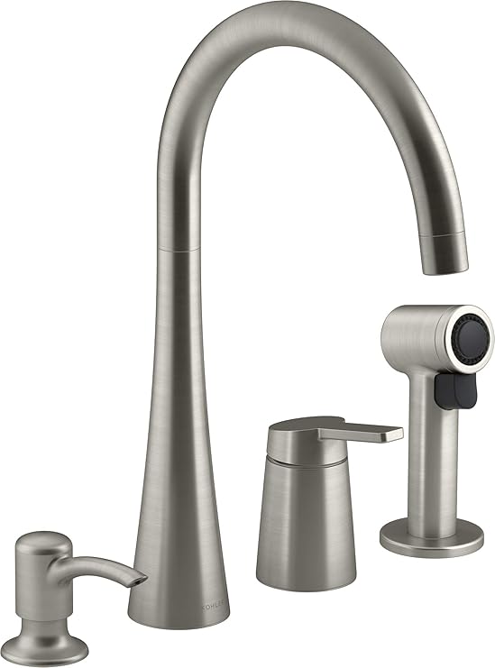 Kohler Koi Vibrant Stainless 1Handle Higharc Kitchen Faucet with Side