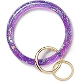 Mymazn Bangle Key Ring Bracelet for Women, Wristlet Keychain Bracelets Holographic Circle Keyring for Wrist
