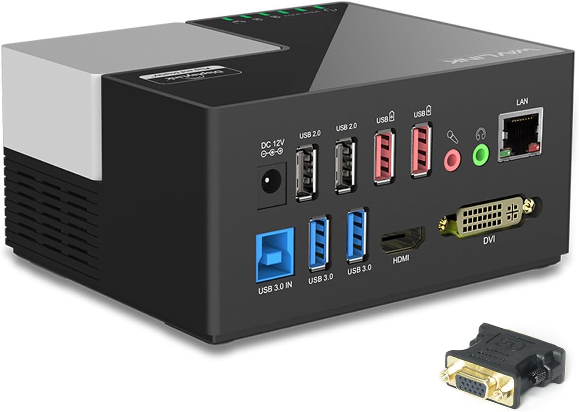 WAVLINK USB 3.0 Universal Laptop Docking Station Dual Video with DVI/HDMI (up to 2048x1152)