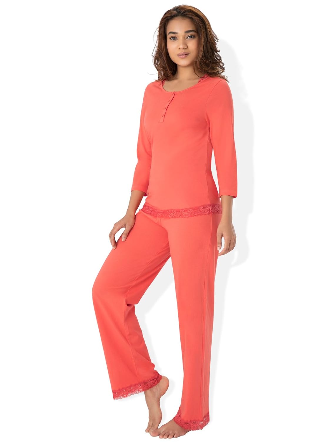 prettysecrets cotton top & pajama set-s