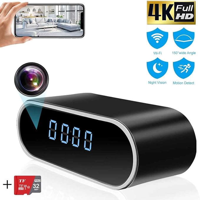 Hidden Camera Clock TTCDBF HD 1080P WiFi Hidden Wireless