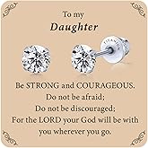 Limerencia G23 Titanium Screw Backs Earrings White Cubic Zirconia Studs 20G Hypoallergenic Piercing Post Studs First Holy Communion Gifts for Girls Sensitive Ears