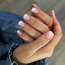 Amazon.com: 24 Pcs Press On Nails Short Nude Pink Square Fake ...