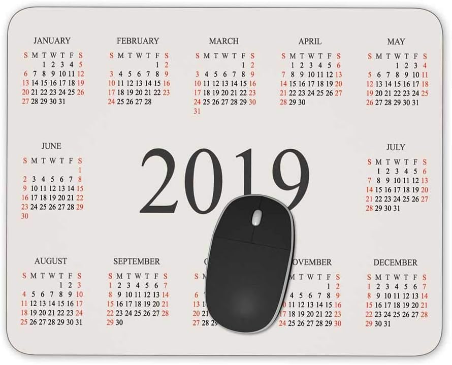 2019 Calendar Mouse Pad, Quality Creative Wrist-Protected Wristbands Personalized Desk, Mouse Pad (9.5 inch x 7.9 inch)