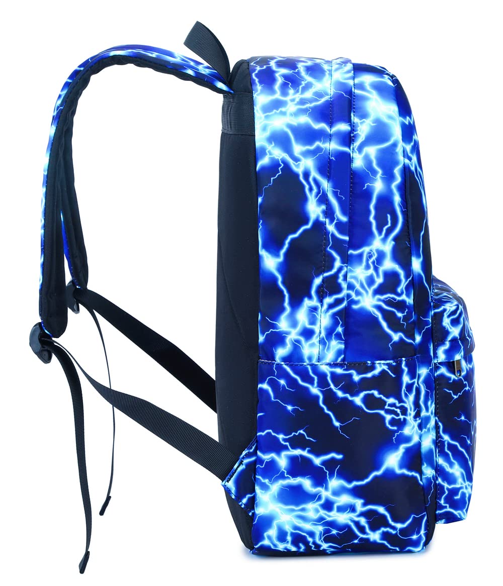 Backpack for Boy Middle School Lightning Bookbag Durable Student Teenager Sturdy Lightweight Waterproof (1-Blue)