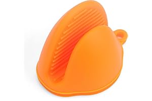 CIELASIS 1Pairs Orange Oven Gloves Silicone,Finger Protector Pot Holder for Kitchen Heat Resistant Cooking Pinch Mitts Potholder for Kitchen Cooking & Baking