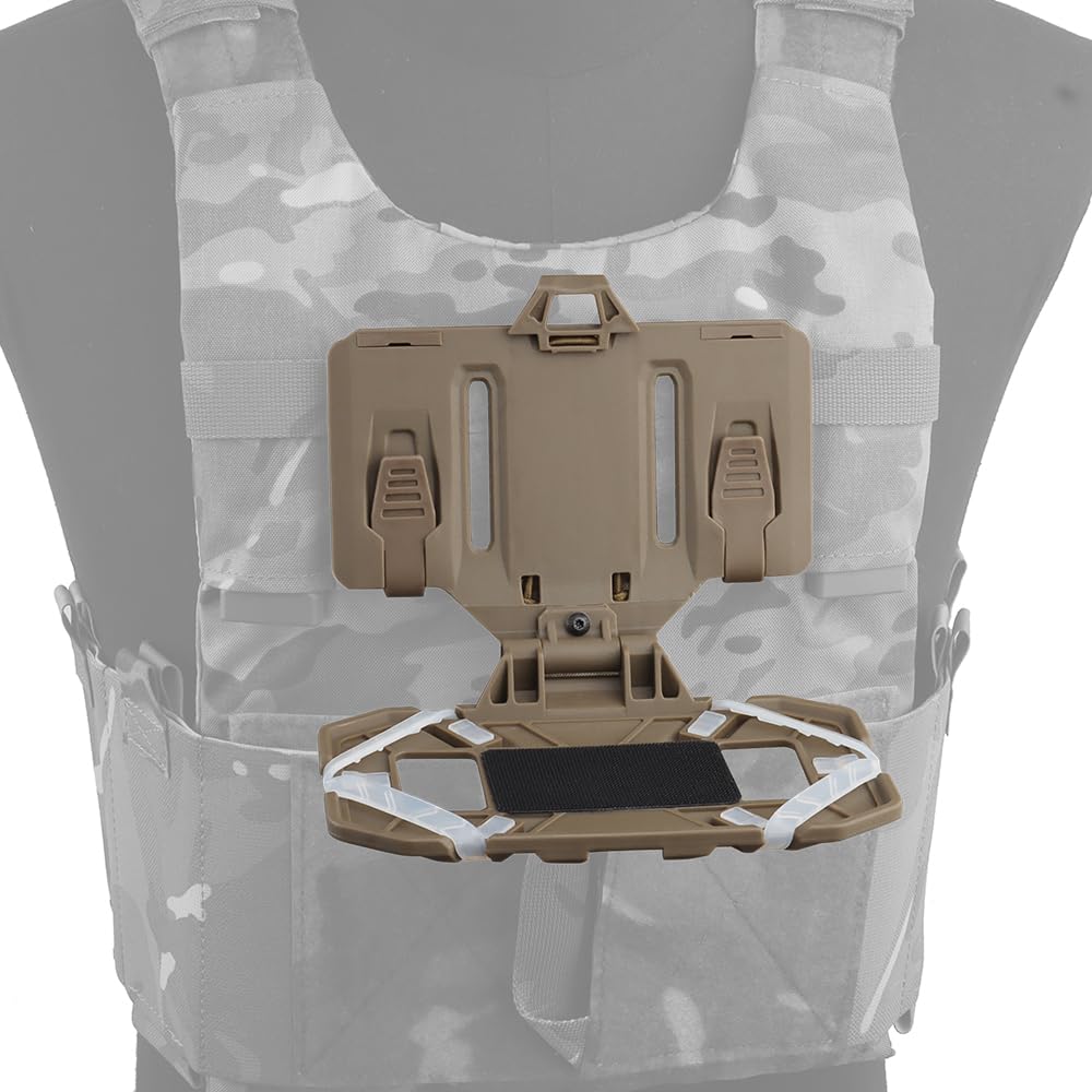 Shanyingquan Tactical Vest Phone Holder, Universal Molle Chest Cell Phone Board Folded Navigation Board Phone Mount for Screen Size 4.7-6.7in for Vest Holder