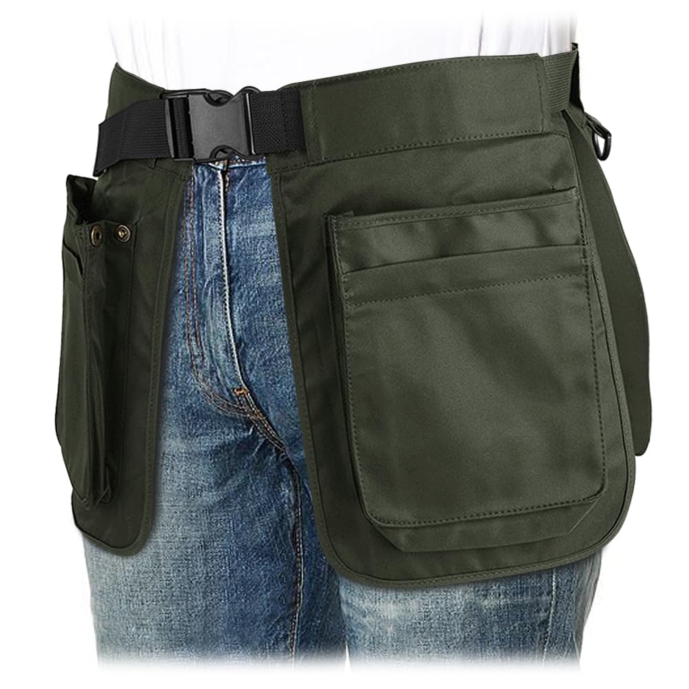 MUCHER Dog Training Apron Detachable Treat Pouch Waiter Bag Work Bag Hippie Belt Multifunctional Side Belt Waist Bag Sweatproof for Women Men Gardening Hiking Running Trekking (Dark Green)