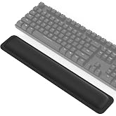 TECKNET Wrist Rest for Computer Keyboard, Thicken Memory Foam Wrist Support Pad for Keyboard, Ergonomic Palm Rest for Pain Relief, Anti-Slip Rubber Base, 17x3.3 in, 1 inch (25mm), Black