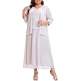 Women's Plus Size Mother of The Bride Suits Tea Length Glimmer Jacket Dress Set Formal Evening Gowns