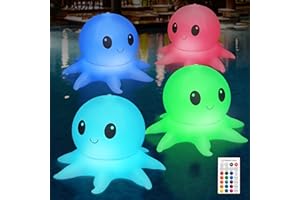 Qoolife Solar Floating Pool Lights Remote Controlled Colorful Inflatable Ball Lights (Octopus – 4 Pack)