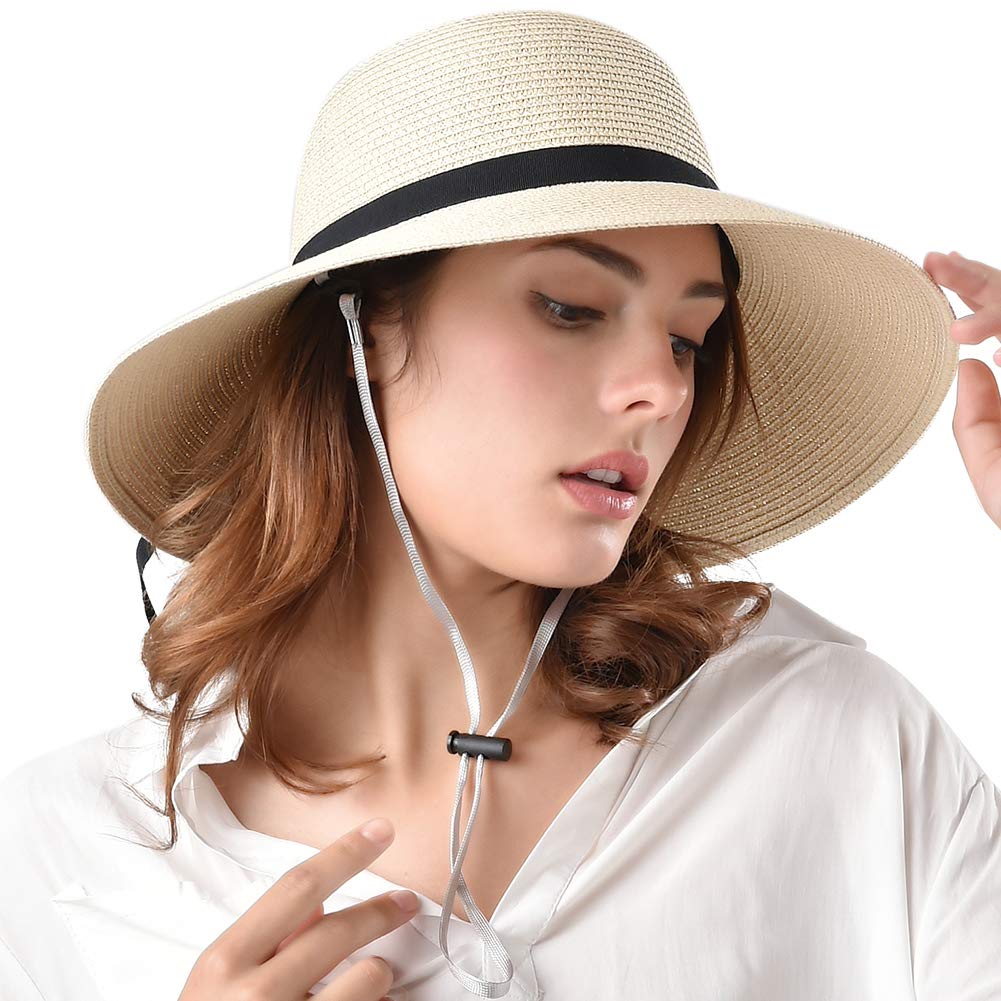 FURTALK Sun Straw Hat for Women Girls Travel Packable Cap with Chin