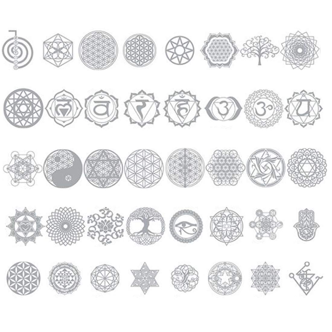 FineInno 40 Styles Resin Supplies Kit - Orgone Sticker, Filler, Geometry Copper Decorate Stickers for Silicone Molds and Crafts Materials (Silver Stickers A)