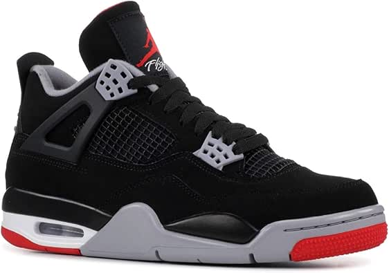 Jordan 4 Retro Bred 2019 para hombre, negro/rojo/gris (black/fire red
